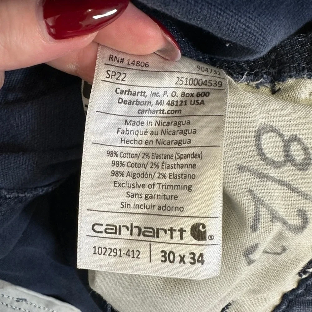 Carhartt Relaxed Fit Canvas Work Pants Navy Blue 30x30 Mens Utility Trousers